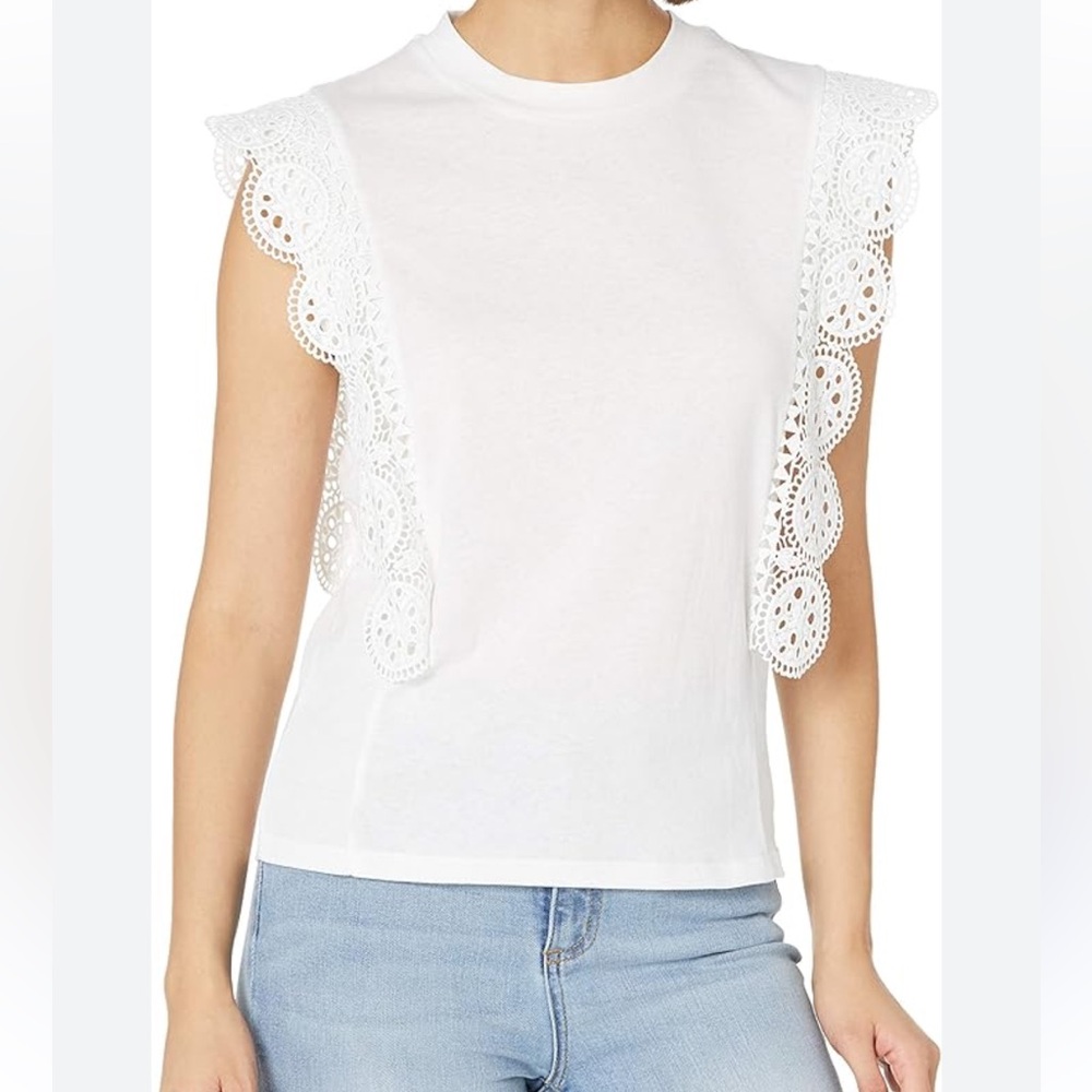 The Kooples Cotton Tank With Lace